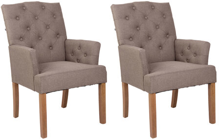 Set van 2 eetkamerstoelen Sagur Stof Taupe,antik-hell