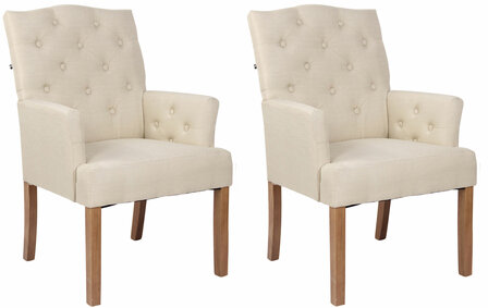 Set van 2 eetkamerstoelen Sagur Stof Creme,antiek licht