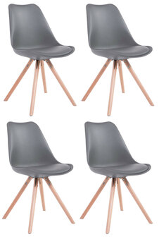 Set van 4 eetkamerstoelen Teulouso kunstleer rond grijs,natura, Grijs