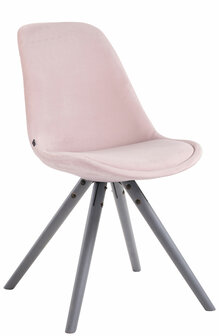 Set van 4 Stoelen Teulouso Rond frame - Fluweel roze,grijs, 