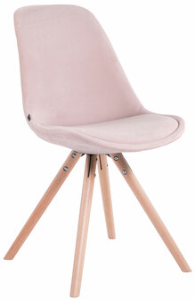 Set van 4 Stoelen Teulouso Rond frame - Fluweel roze,natura, 