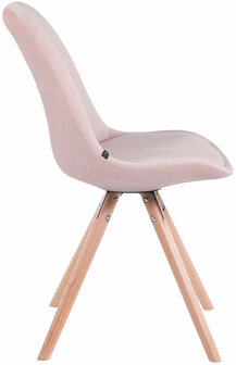 Set van 4 Stoelen Teulouso Rond frame - Fluweel roze,natura, 