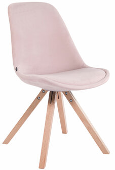 Set van 4 Stoelen Teulouso Vierkant frame - Fluweel roze,natura, 