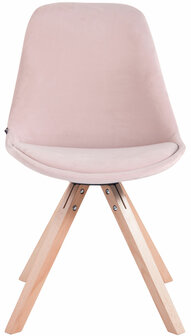 Set van 4 Stoelen Teulouso Vierkant frame - Fluweel roze,natura, 