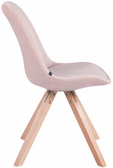 Set van 4 Stoelen Teulouso Vierkant frame - Fluweel roze,natura, 