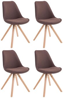 Set van 4 eetkamerstoelen Teulouso stof vierkant bruin,natura, Bruin