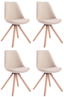 Set van 4 eetkamerstoelen Teulouso stof vierkant Creme,natura