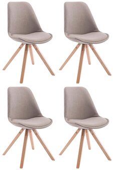 Set van 4 eetkamerstoelen Teulouso stof vierkant Taupe,natura