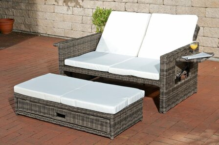 Wicker Loungebank Incini 5mm grijs gevlekt,gebroken wit, Grijs