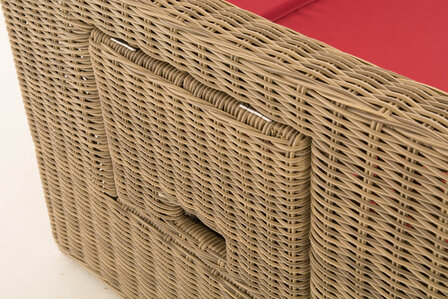 Wicker Loungebank Incini 5mm natura,robijnrood, 