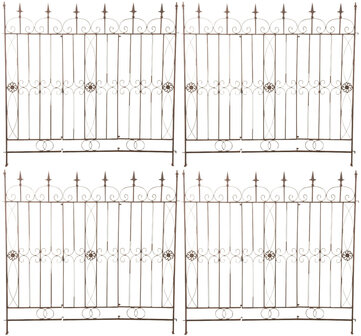 Set van 4 tuinhekken Mongald antiek bruin, Bruin