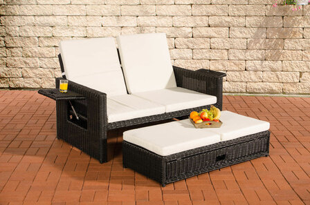 Wicker Loungebank Incini 5mm zwart,gebroken wit, Zwart