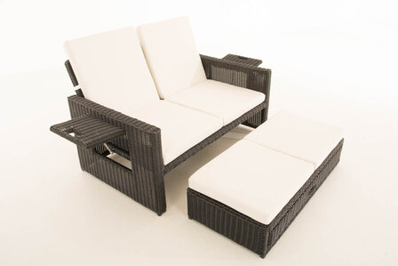 Wicker Loungebank Incini 5mm zwart,gebroken wit, Zwart