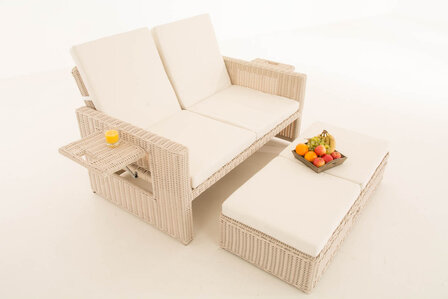 Wicker Loungebank Incini 5mm parelwit,gebroken wit, Wit