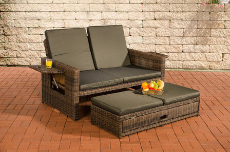 Wicker Loungebank Incini 5mm bruin gemeleerd,antraciet, Bruin