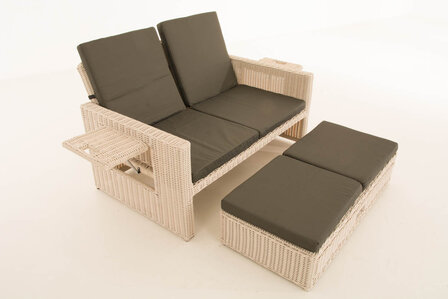 Wicker Loungebank Incini 5mm parelwit,antraciet, Wit