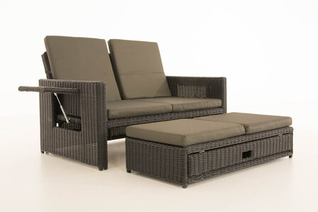 Wicker Loungebank Incini 5mm zwart,antraciet, Zwart