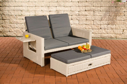 Wicker Loungebank Incini 5mm parelwit,ijzerachtig grijs, Wit