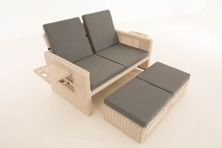 Wicker Loungebank Incini 5mm parelwit,ijzerachtig grijs, Wit