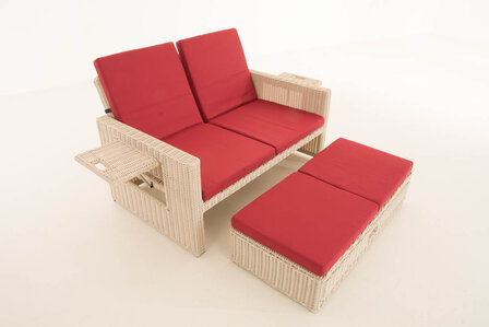 Wicker Loungebank Incini 5mm parelwit,robijnrood, Wit