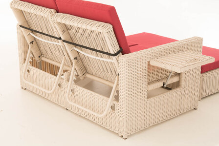 Wicker Loungebank Incini 5mm parelwit,robijnrood, Wit