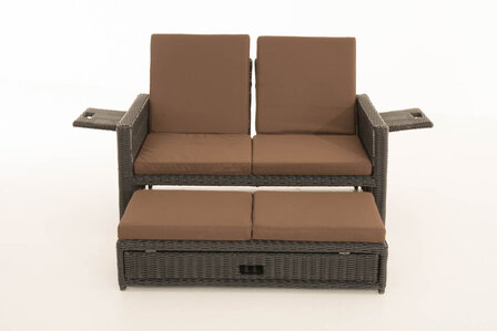 Wicker Loungebank Incini 5mm zwart,aardsbruin, Zwart