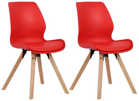 Set van 2 eetkamerstoelen Lanu rood,Kunststof, Rood