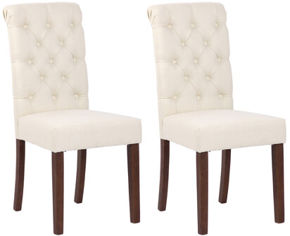 Set van 2 Lusbirn eetkamerstoelen Creme,Stof