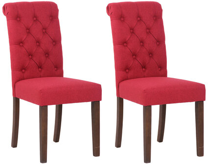 Set van 2 Lusbirn eetkamerstoelen rood,Stof, Rood