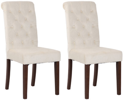 Set van 2 Lusbirn eetkamerstoelen Creme,Fluweel