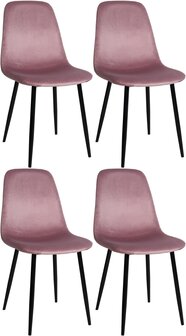 Set van 4 Nepiar eetkamerstoelen roze,Fluweel, 