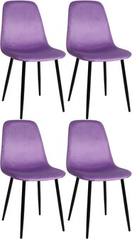 Set van 4 Nepiar eetkamerstoelen purper,Fluweel, Paars