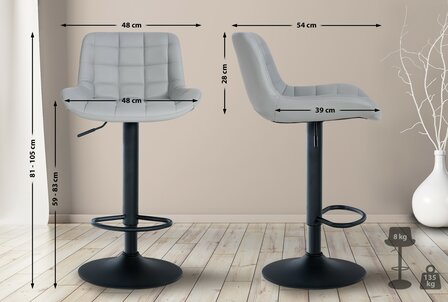 Barstoel Bermuda Rood, Grijs