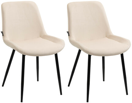 2-delige set eetkamerstoelen Vactiroi fluweel, Creme