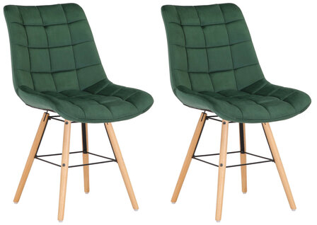 2-delige set stoelen Line fluweel, Groen