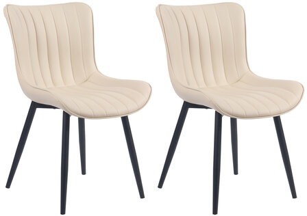 2-delige set stoelen Lorga kunstleer, Creme