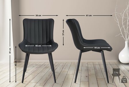 2-delige set stoelen Lorga kunstleer, Zwart