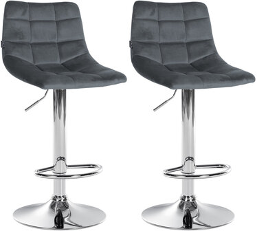 2-delige set barstoelen Jirra fluweel chroom, Grijs