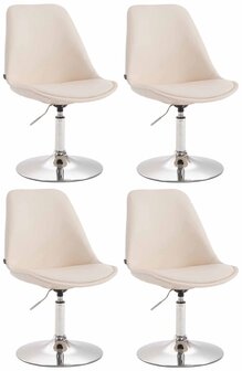 4-delige set eetkamerstoelen Miverack C kunstleer, Creme