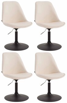 4-delige set eetkamerstoelen Miverack B kunstleer, Creme