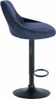 2-delige set barstoelen Lozia fluweel zwart, Blauw