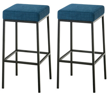 2-delige set barkrukken Mantreol 85 Stof zwart, Blauw