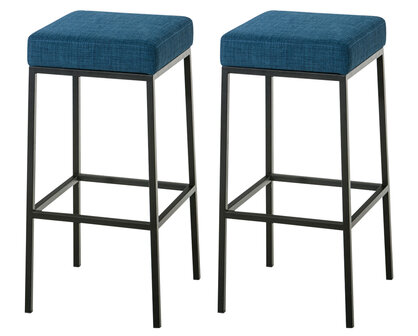 2-delige set barkrukken Mantreol 80 stof zwart, Blauw