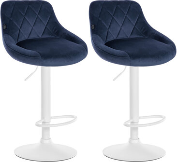 2-delige set barkrukken Lozia fluweel wit, Blauw