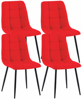 4-delige set eetkamerstoelen Entibas Stof, Rood