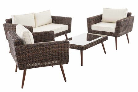 Loungeset Kiruna RondRoodan Bruin-gem&ecirc;leerd 45 cm (Donkerbruin)