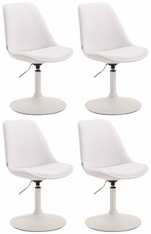 4-delige set eetkamerstoelen Miverack W kunstleer, Wit