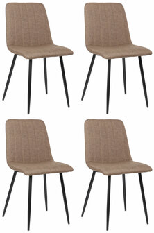 4-delige set stoelen Dojin stof, Bruin