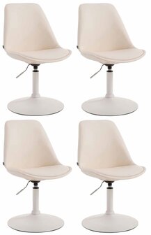 4-delige set eetkamerstoelen Miverack W kunstleer, Creme