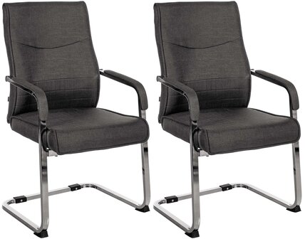 Set van 2 bezoekersstoelen Habort Stof, Zwart